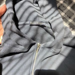 Brandy Melville blue waffle texture cropped zipper jacket